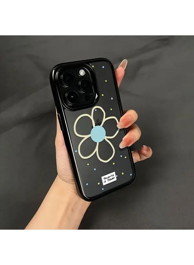 Floral Acrylic Transparent Phone Case with Black Edge Compatible for iPhone 12 Pro Max - Image 1